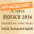BioFach 2014: OASIS Teehandel GmbH als Aussteller der ersten Stunde ausgezeichnet